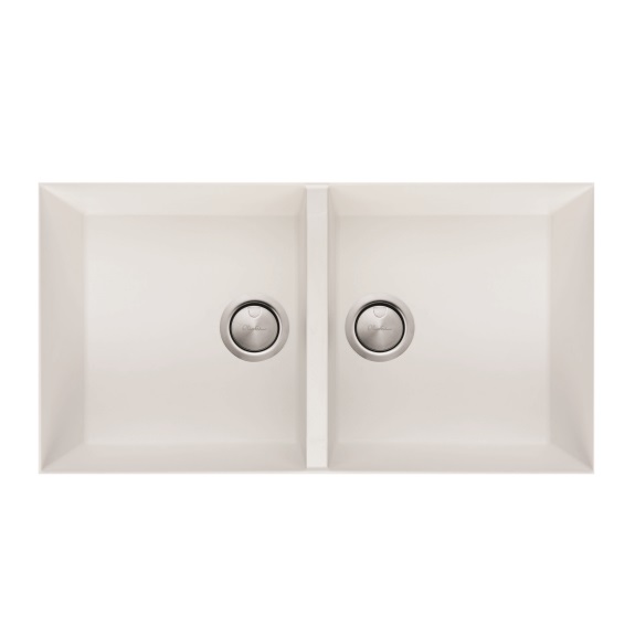 Oliveri Santorini Double Bowl Undermount Sink - White