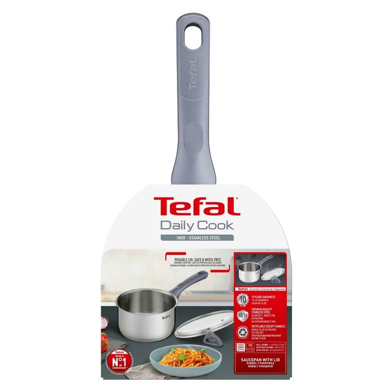 The Tefal 16cm/1.5 Litre Daily Cook Induction Saucepan with Lid - Stainless Steel - Image 2